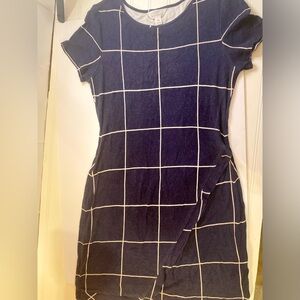 Market & Spruce Navy and White Checkered Midi Dress